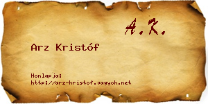Arz Kristóf névjegykártya